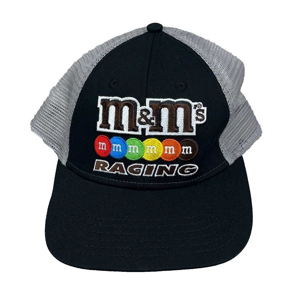 M&Ms Hat Cap Strap Back Nascar Racing Mesh Trucker Adjustable Black Gray